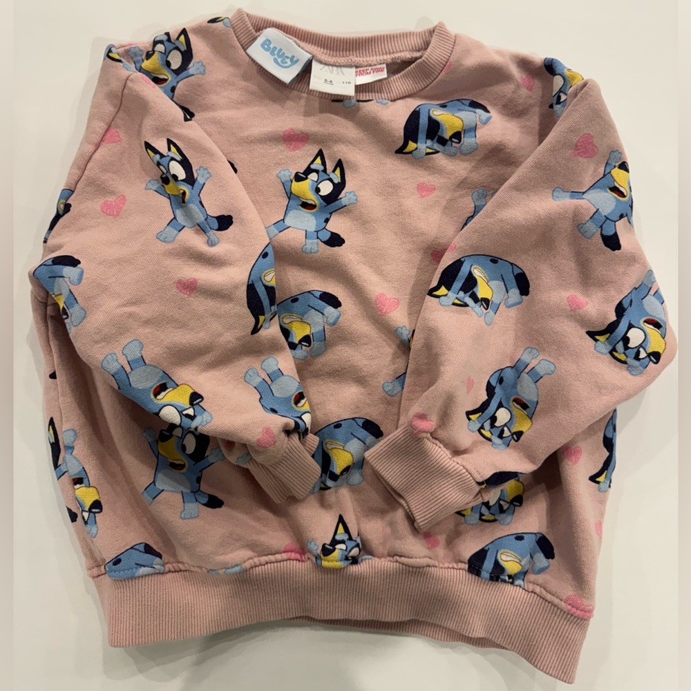 Zara Pink Bluey Sweater Sweatshirt Crewneck Size 5/6